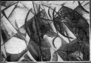 Figure 2 Wyndham Lewis, Creation c.1913 (lost). From a newspaper photograph. Estate of Mrs G.A. Wyndham Lewis. By permission.