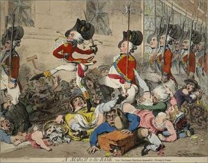 Gillray, March to the Bank (1787)