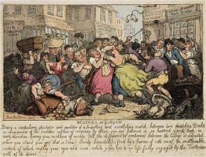 Rowlandson, Miseries of London -- Street Fight (1807)